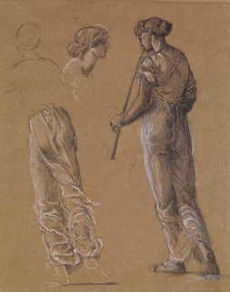 St George Series - Studies of Female Attendant scattering Flowers for 'The Return of St..., 1865-66. Creator: Sir Edward Coley Burne-Jones.