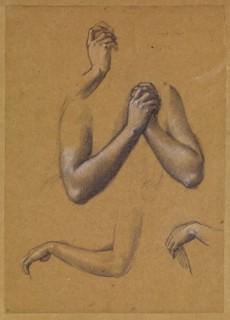 St George Series - Studies of Arms and Hands for 'St George slaying the Dragon' and..., 1865-66. Creator: Sir Edward Coley Burne-Jones.