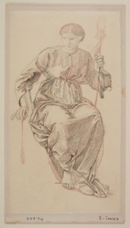 The Fates - drapery study of one of the Fates, 1865-66. Creator: Sir Edward Coley Burne-Jones.