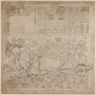 Chaucer's 'Legend of Good Women' - Chaucer Asleep, 1864. Creator: Sir Edward Coley Burne-Jones.