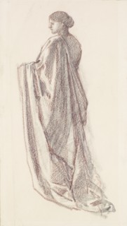 Female - Drapery Study - background figure for St Theophilus and the Angel? 1864-65. Creator: Sir Edward Coley Burne-Jones.