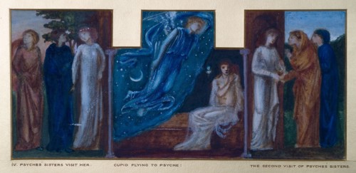 Cupid and Psyche - Study for the Palace Green Mural - Psyche's Sisters visit her at Cupid's... 1872. Creator: Sir Edward Coley Burne-Jones.