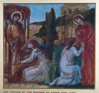 Cupid and Psyche - Study for the Palace Green Mural - Psyche at the Shrines of Ceres and Juno, 1872. Creator: Sir Edward Coley Burne-Jones.
