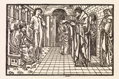 Cupid and Psyche - The reading of Apollo's Oracle to Psyche and her Father, 1880. Creator: Sir Edward Coley Burne-Jones.