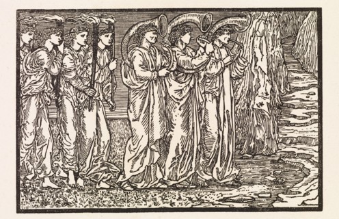 Cupid and Psyche - Procession of Musicians and Torchbearers accompanying Psyche to the..., 1880. Creator: Sir Edward Coley Burne-Jones.