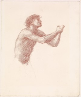 The Hill of Venus - Male Nude - Study of one of the Reapers for Reapers Appealing to Venus, 1866. Creator: Sir Edward Coley Burne-Jones.