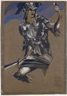 The Perseus Series - Study of Perseus in Armour..., mid-late 19th century. Creator: Sir Edward Coley Burne-Jones.