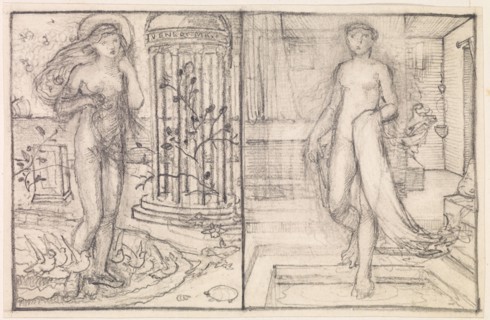 Cupid and Psyche - Two Studies of Venus on the Margin of the Sea and Psyche..., c1860s. Creator: Sir Edward Coley Burne-Jones.