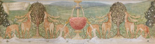 Deer by a Fountain, 1888. Creator: Sir Edward Coley Burne-Jones.
