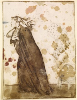 Ladies and Animals Sideboard - Good and Bad Animals - Study of a Lady Pursued by Bees, 1860. Creator: Sir Edward Coley Burne-Jones.