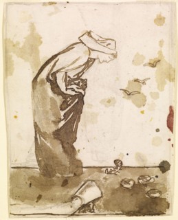 Ladies and Animals Sideboard - Good and Bad Animals - Study of a Lady Frightened by a Newt, 1860. Creator: Sir Edward Coley Burne-Jones.
