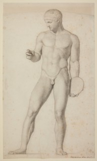 Study of a 'Discobolus' sculpture, 1845. Creator: Frederick Augustus Sandys.