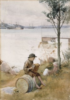 Serenade on the embankment, 1887. Creator: Albert Edelfelt.