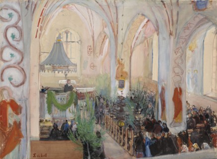 Midsummer Day Service in Lohja Church, 1899. Creator: Magnus Enckell.