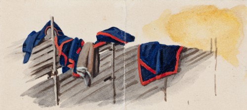 Clothes hung on a fence, 1830-1835. Creator: Ferdinand von Wright.