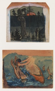 Fantasy 1. A Giant Drinking 2. Iku-Turso, c1890s. Creator: Hugo Simberg.