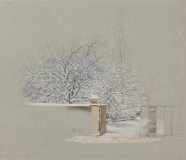 Snowy Trees at Annankatu 15, 1867. Creator: Magnus von Wright.
