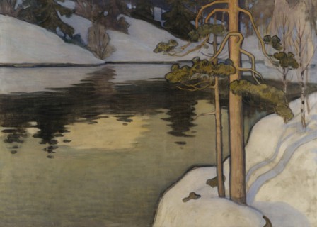 Lake with Snow on the Shore, 1899-1900. Creator: Vaino Blomstedt.