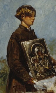 Young Boy Carrying an Icon, study, 1880. Creator: Il'ya Repin.