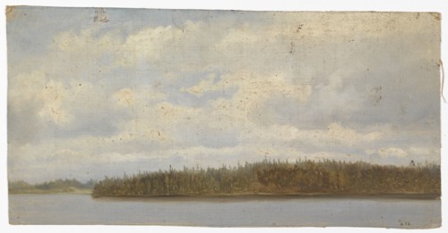 Wooded beach landscape, exercise, 1872. Creator: Oscar Kleineh.