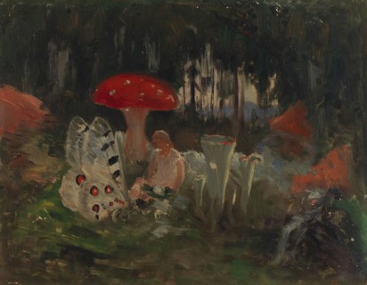 The Princess and a Butterfly Underneath a Fly Agaric, sketch for the painitng Farity..., c1895-1896. Creator: Torsten Wasastjerna.