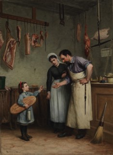 Something for the Cat, 1882. Creator: Adolf von Becker.