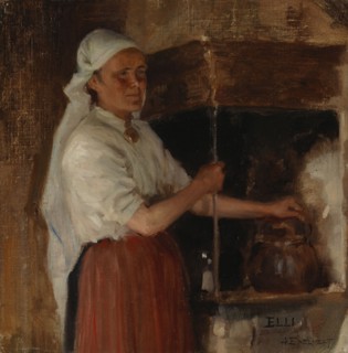 Elli Jäppinen at the Stove, study, 1887. Creator: Albert Edelfelt.
