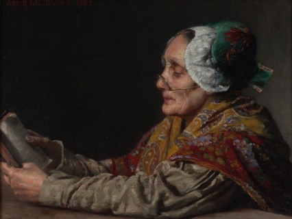 Old Woman Reading, 1883. Creator: Arvid Liljelund.