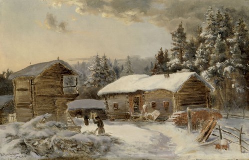 Hämäläinen farmhouse, copy after Hjalmar Munsterhjelm. Creator: Aukusti Uotila.