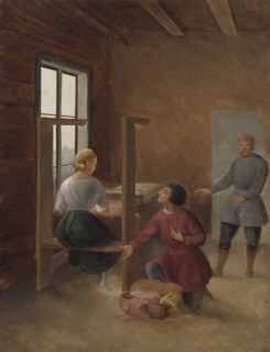 Scene from J. L. Runeberg's "Elk Hunters". Creator: Berndt Godenhjelm.