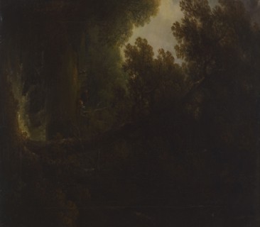 Livestock in a forest pasture, early-mid 19th century.  Creator: Carl Johan Fahlcrantz.