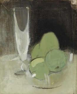 Green Apples and Champagne Glass, 1934. Creator: Helene Schjerfbeck.