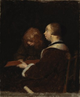 The Reading Lesson, copy after Ter Borch, 1894-1900. Creator: Maria Wiik.