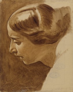 Portrait of a woman (Edla Blommér?); unfinished, 1852. Creator: Nils Jakob Blommer.
