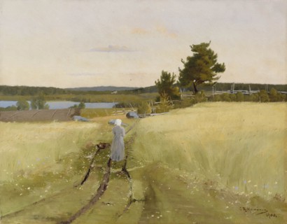 Haminalahti, Farmer's Wife on the Cartway, 1900. Creator: Sigfrid August Keinanen.