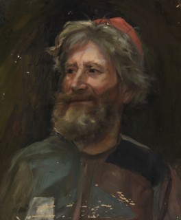Old Man Wearing a Red Cap, sketch for the painting Fairy Tale Princess, c1895-1896. Creator: Torsten Wasastjerna.