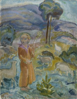 Shepherdess, 1915. Creator: Yrjö Aleksander Ollila.