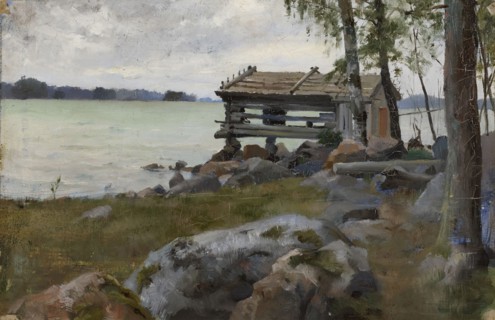 Seine Shed, study for Divine Service in the Uusimaa Archipelago, 1881. Creator: Albert Edelfelt.