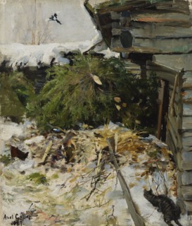 Spruces in a Farmyard, 1887. Creator: Akseli Gallen-Kallela.