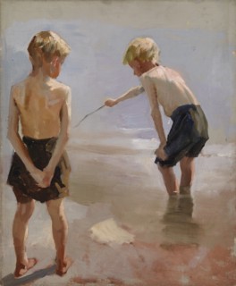 Boys Playing on the Shore, study, 1884. Creator: Albert Edelfelt.