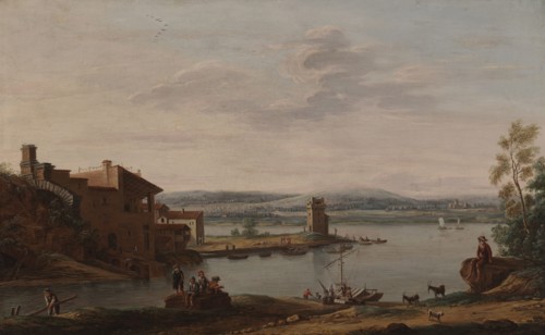 Italian harbour view, 1756. Creator: Eugene Ceceri.