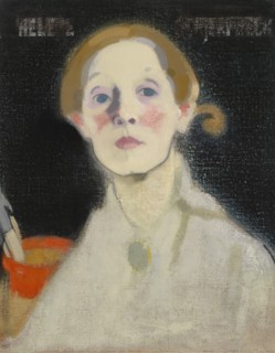 Self-Portrait, Black Background, 1915. Creator: Helene Schjerfbeck.