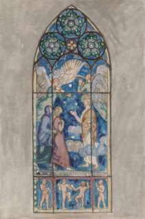 Christus Resurrexit, sketch for a stained glass window in Pori Church, 1924. Creator: Magnus Enckell.