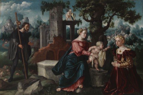 Virgin, Child and donors, c16th century. Creator: Unknown.