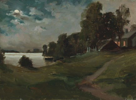 Haikko Villa in Moonlight, 1880. Creator: Albert Edelfelt.