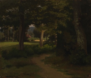 Forest path, landscape exercise, 1856. Creator: Werner Holmberg.