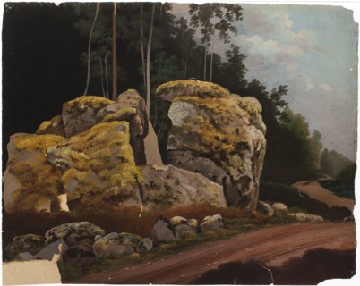 Landscape Study, Mossy Rocks at Roadside. Creator: Magnus von Wright.