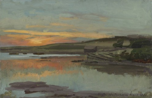 Sunset in the bay, 1880. Creator: Victor Westerholm.