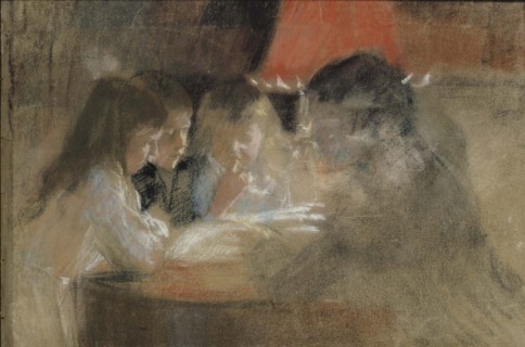 The Brandt Family Children (By the Lamp), 1889. Creator: Albert Edelfelt.
