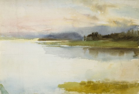 Seashore in the Evening; Landscape, Evening, 1890-1899. Creator: Albert Edelfelt.